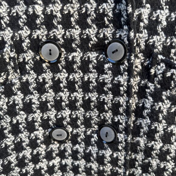 Bestrend Vintage Black & White Houndstooth Wool Blend Chic Outerwear Dress Coat - Picture 7 of 11